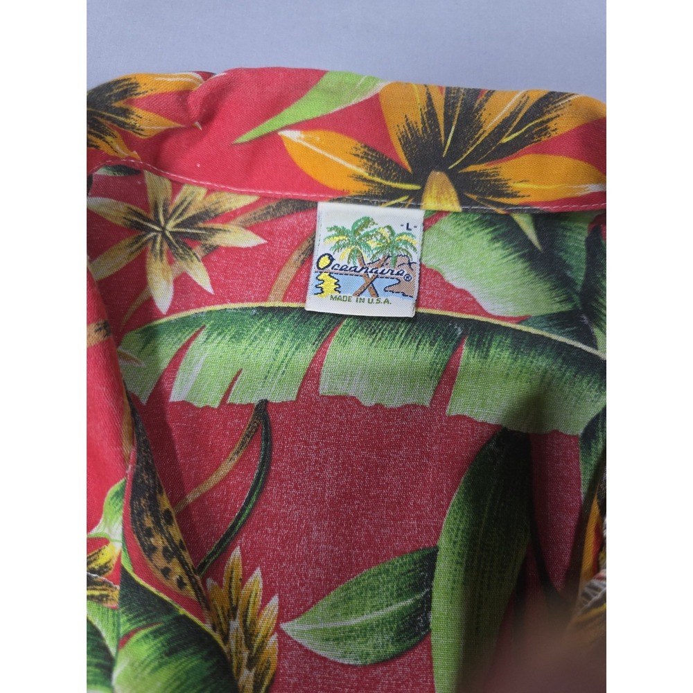 Red Cheetah Print Button Down Men Shirt‎ Large Animal Short Sleeve Oceanaire - Picture 3 of 7